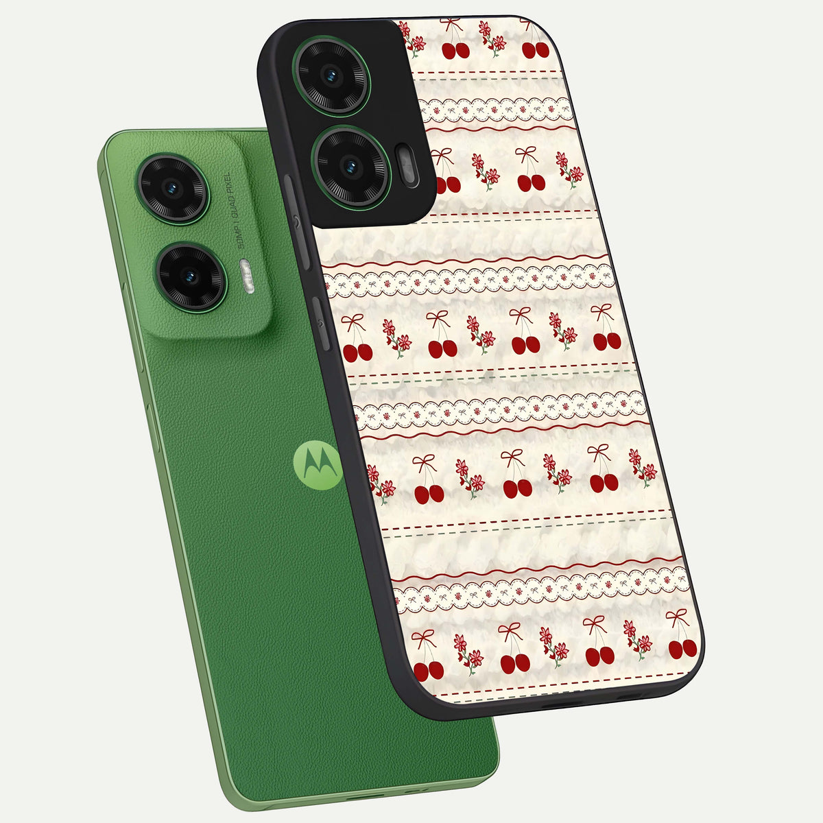  Cherry Bloom Charm phone case For Moto G35 showing premium glass back cover with detailed artwork