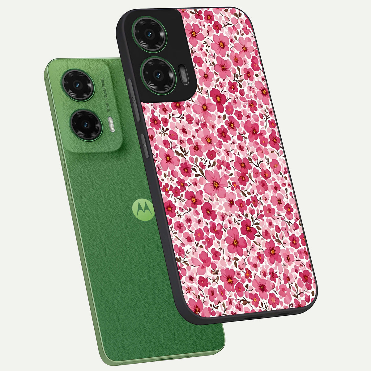 Cherry Blossom Charm phone case For Moto G35 showing premium glass back cover with detailed artwork