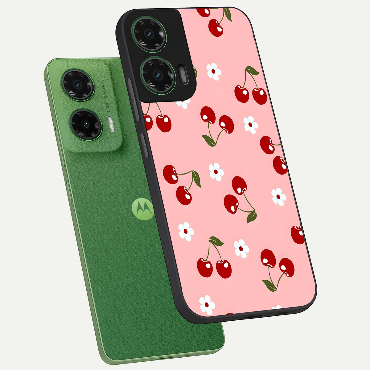  Cherry Love Mood phone case For Moto G35 showing premium glass back cover with detailed artwork
