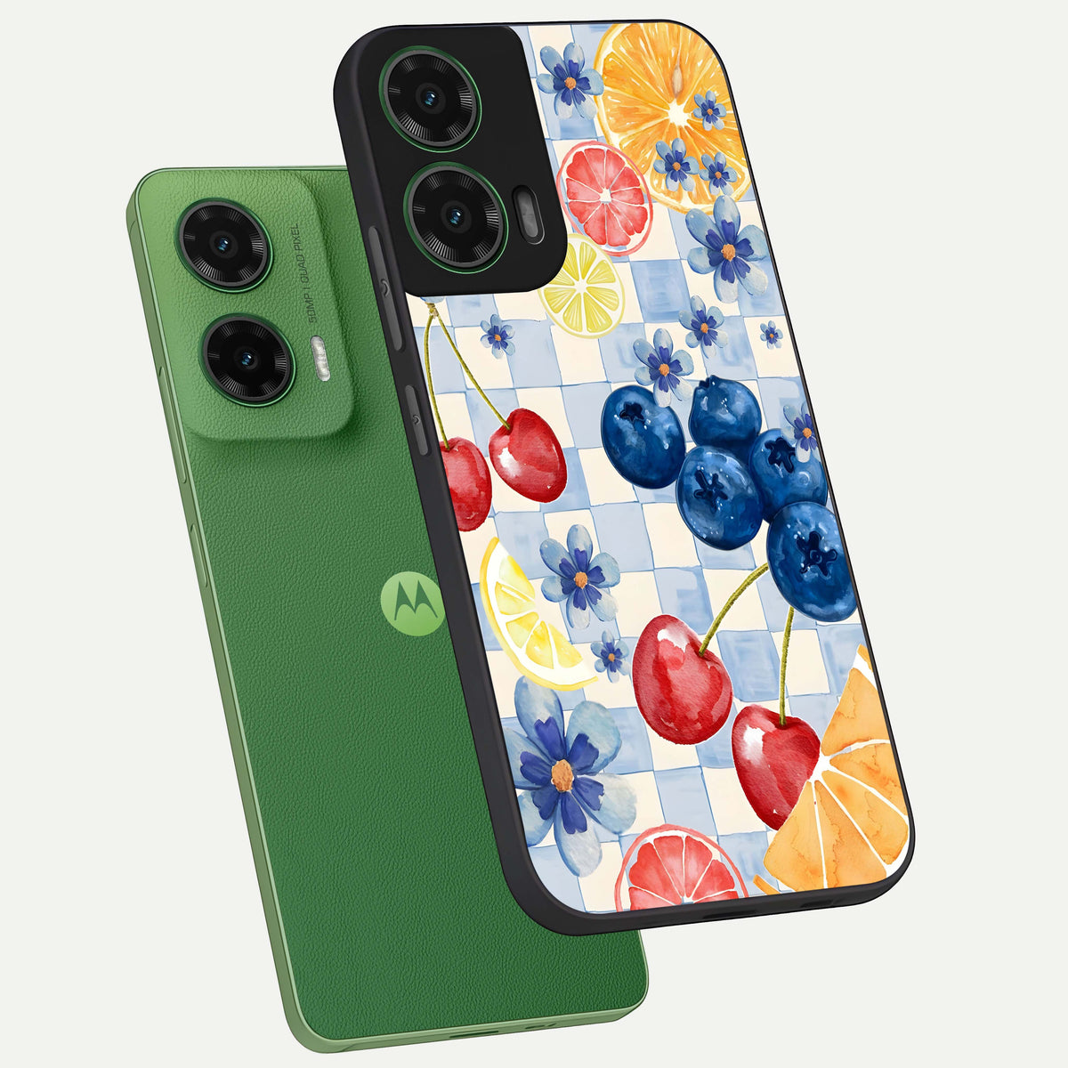  Citrus Bloom Joy phone case For Moto G35 showing premium glass back cover with detailed artwork