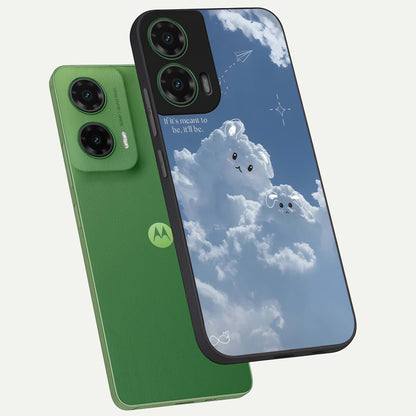  Cloud Bunny Dreams phone case For Moto G35 showing premium glass back cover with detailed artwork