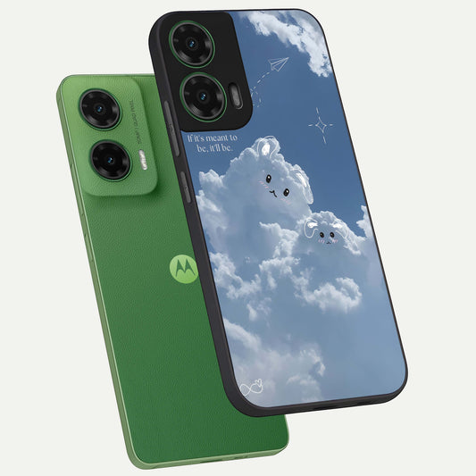  Cloud Bunny Dreams phone case For Moto G35 showing premium glass back cover with detailed artwork