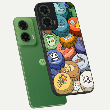  Coins Patterns phone case For Moto G35 showing premium glass back cover with detailed artwork