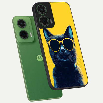  Cool Cat Vibes phone case For Moto G35 showing premium glass back cover with detailed artwork