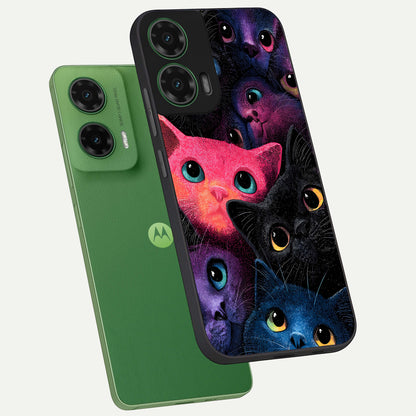  Cosmic Cats Dreams phone case For Moto G35 showing premium glass back cover with detailed artwork