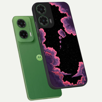  Cosmic Cloud Journey phone case For Moto G35 showing premium glass back cover with detailed artwork