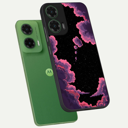  Cosmic Cloud Journey phone case For Moto G35 showing premium glass back cover with detailed artwork