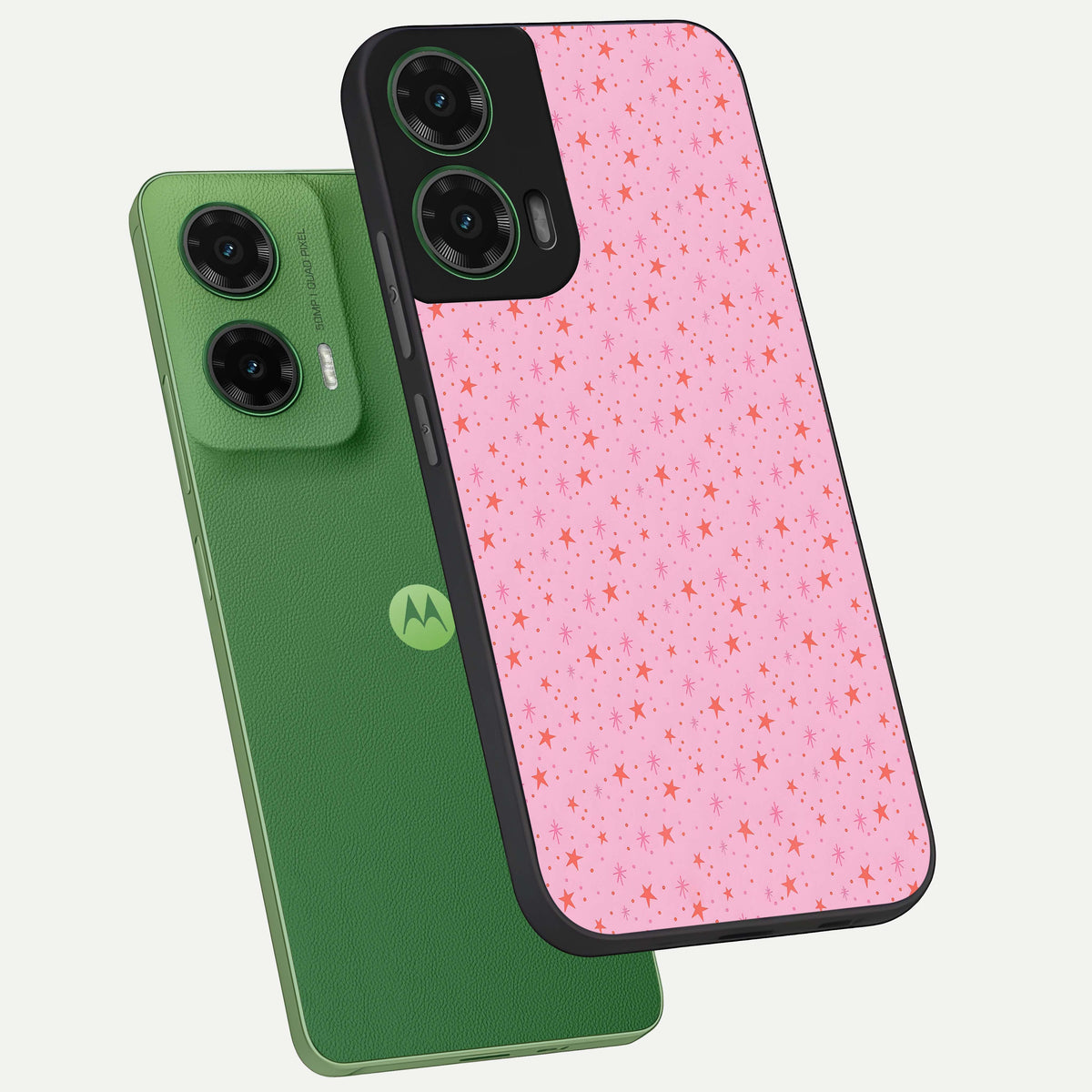  Cosmic Pink Sparkle phone case For Moto G35 showing premium glass back cover with detailed artwork
