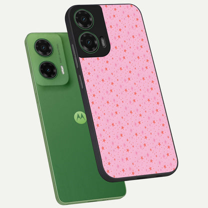  Cosmic Pink Sparkle phone case For Moto G35 showing premium glass back cover with detailed artwork