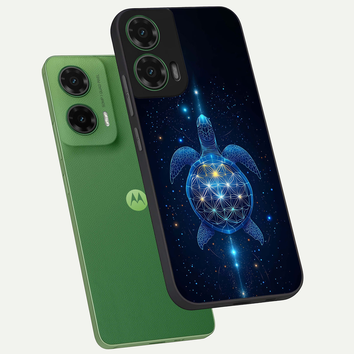  Crimson Blue Turtle phone case For Moto G35 showing premium glass back cover with detailed artwork