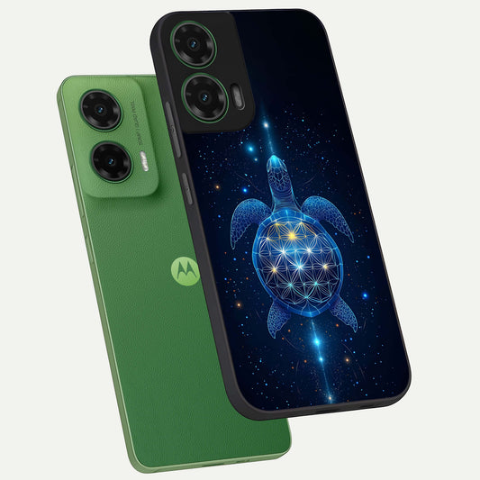  Crimson Blue Turtle phone case For Moto G35 showing premium glass back cover with detailed artwork