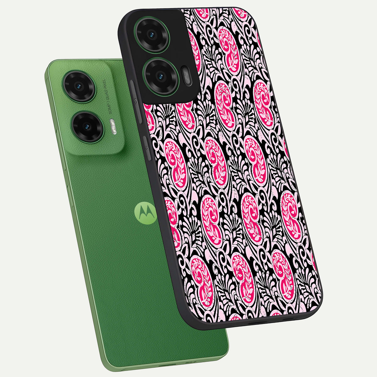  Crimson Paisley Charm phone case For Moto G35 showing premium glass back cover with detailed artwork