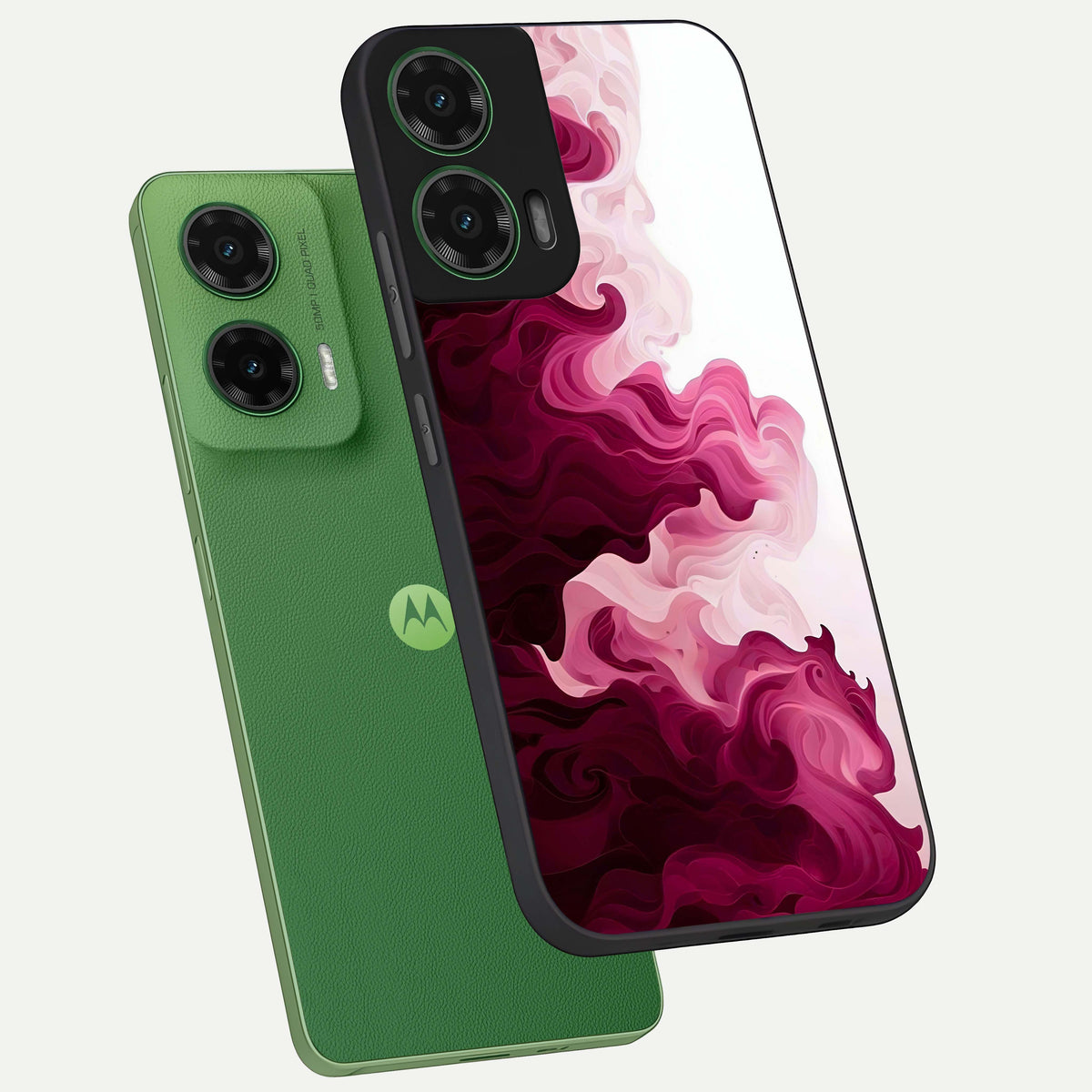  Crimson Wave Flow phone case For Moto G35 showing premium glass back cover with detailed artwork