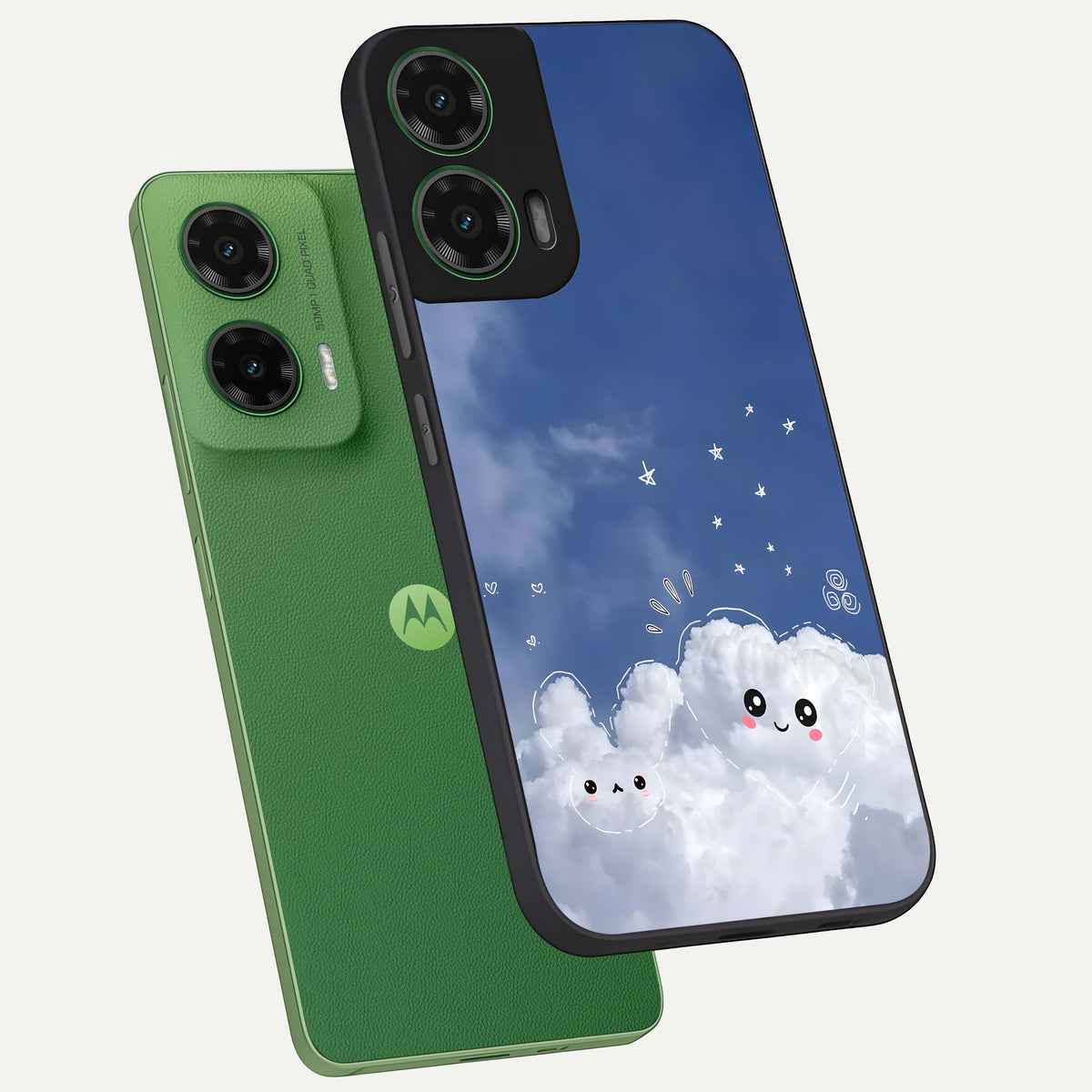  Cute Blossom Cloud phone case For Moto G35 showing premium glass back cover with detailed artwork