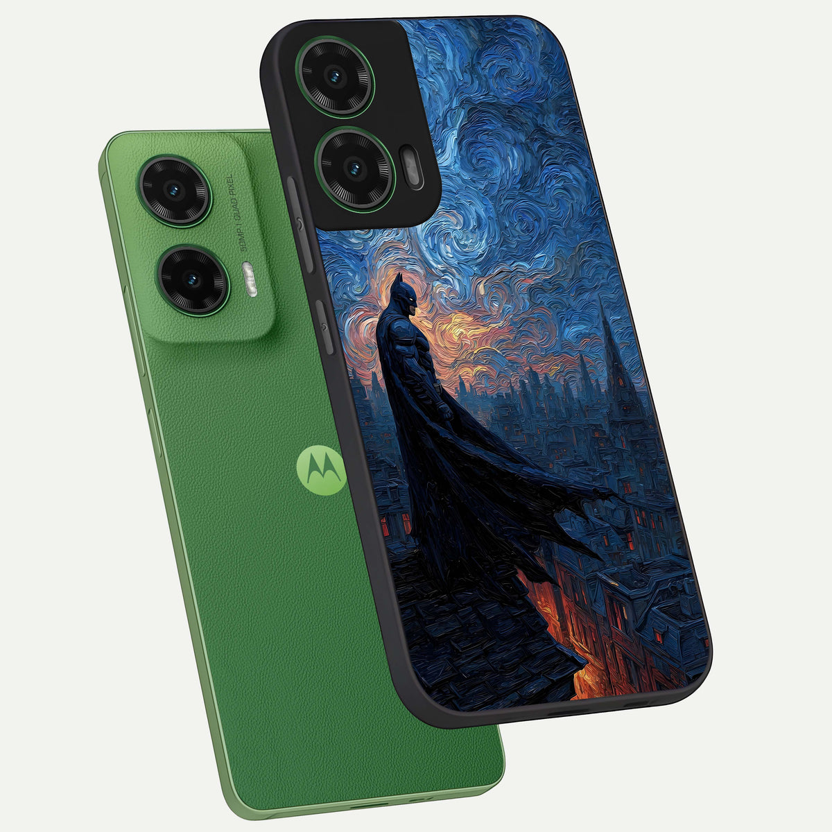  Dark Knight Dusk phone case For Moto G35 showing premium glass back cover with detailed artwork
