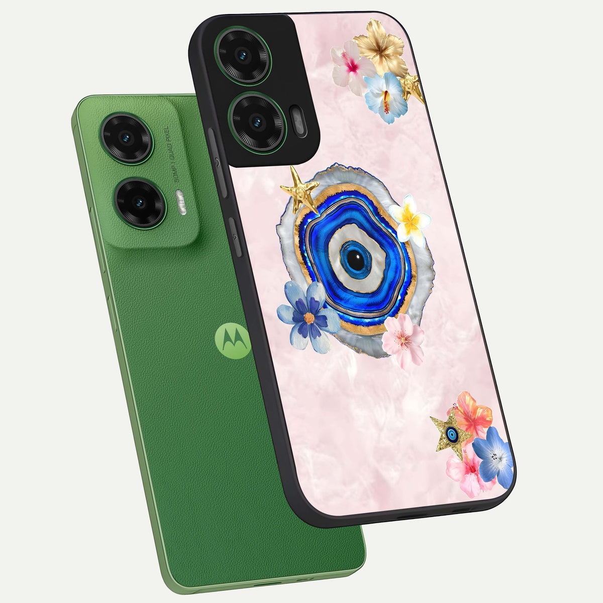  Divine Aura Bloom phone case For Moto G35 showing premium glass back cover with detailed artwork