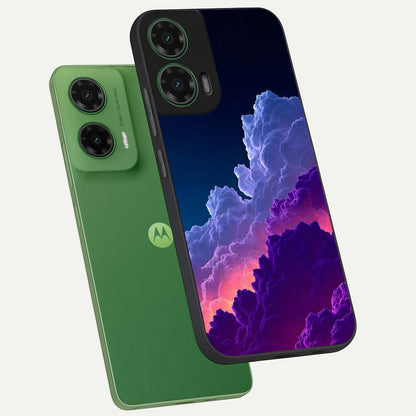  Dreamy Cloud Skies phone case For Moto G35 showing premium glass back cover with detailed artwork