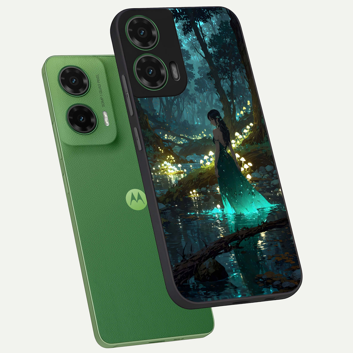  Enchanted Forest Glow phone case For Moto G35 showing premium glass back cover with detailed artwork