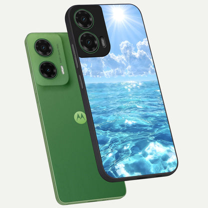  Endless Ocean Horizon phone case For Moto G35 showing premium glass back cover with detailed artwork