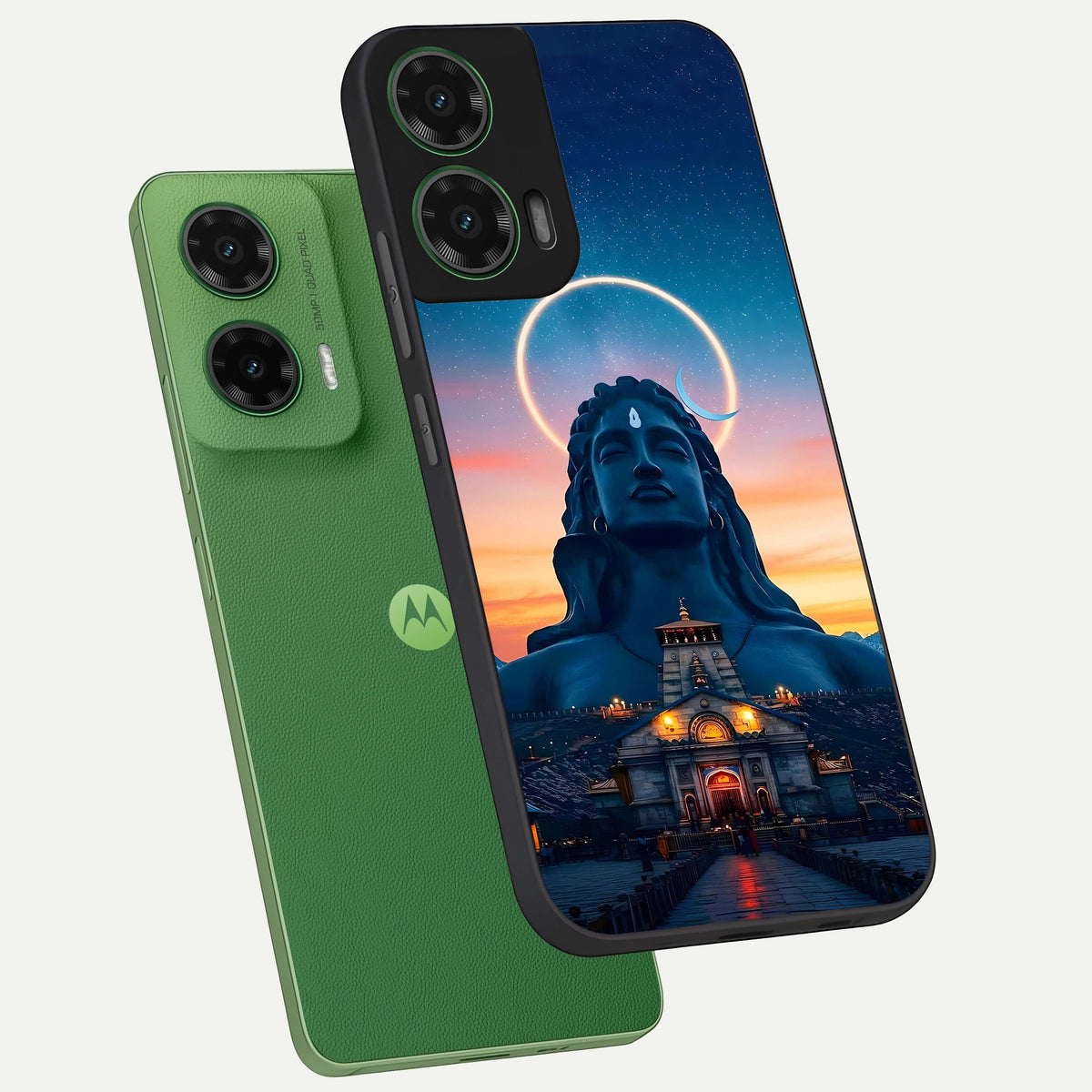  Eternal Shiva Aura phone case For Moto G35 showing premium glass back cover with detailed artwork