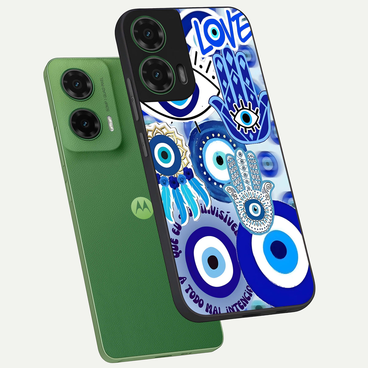  Evil Eyes Dream phone case For Moto G35 showing premium glass back cover with detailed artwork