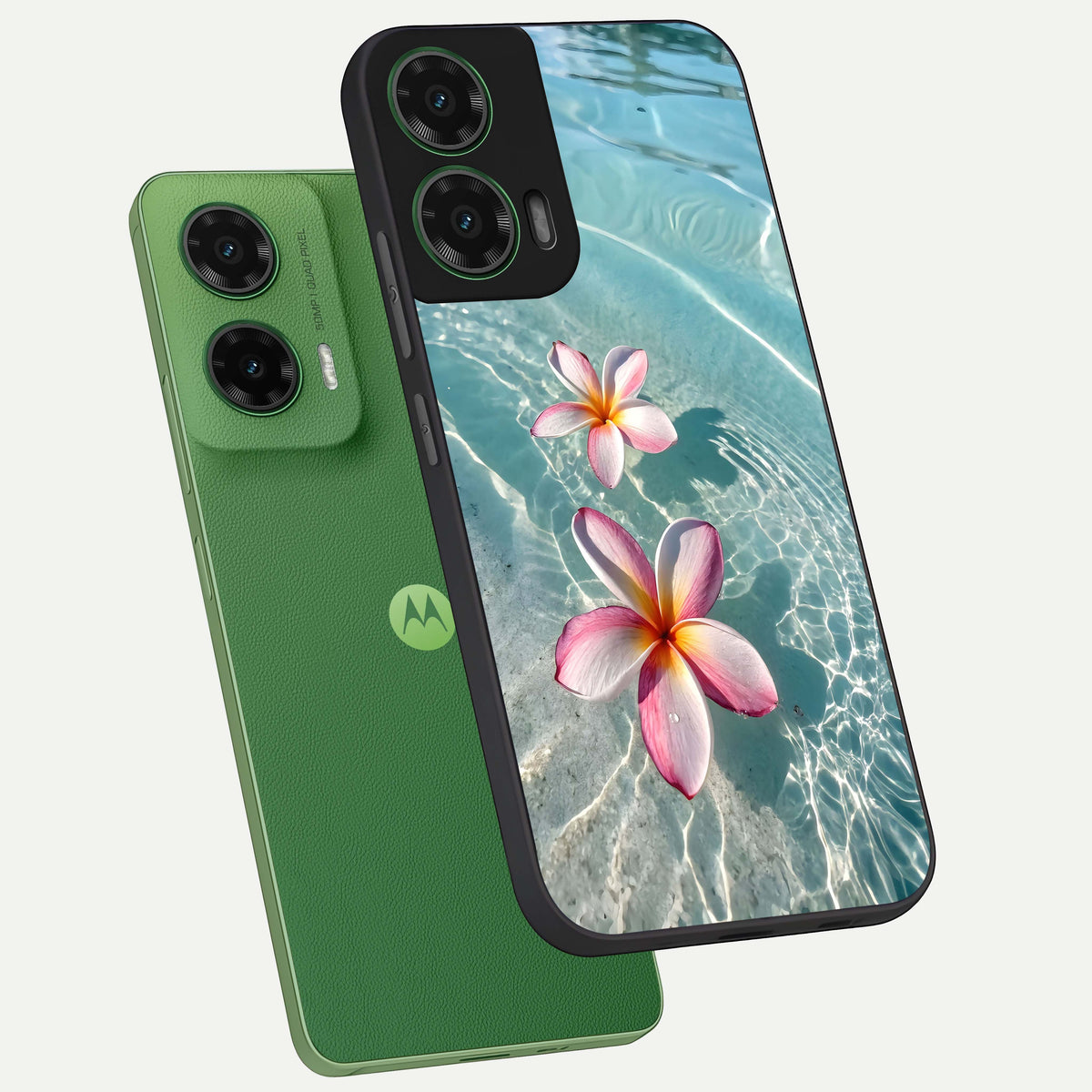  Floating Bloom Bliss phone case For Moto G35 showing premium glass back cover with detailed artwork