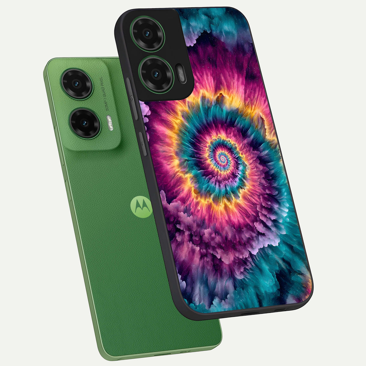  Galactic Spiral Burst phone case For Moto G35 showing premium glass back cover with detailed artwork