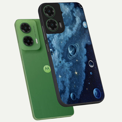  Galaxy Dream Space phone case For Moto G35 showing premium glass back cover with detailed artwork
