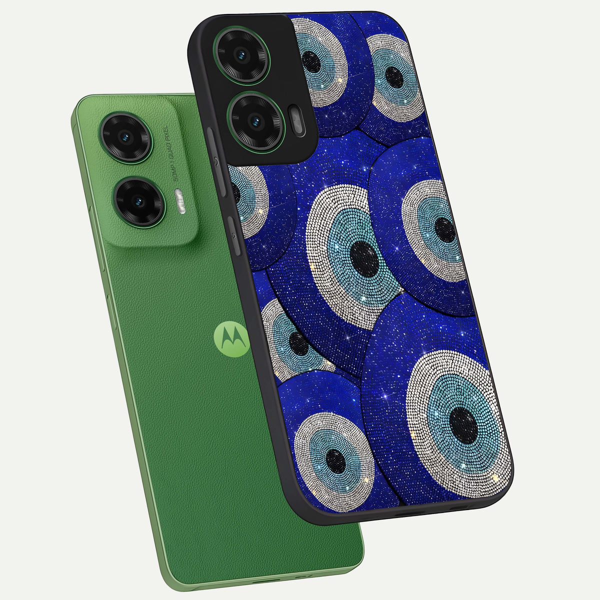  Galaxy Eye Flow phone case For Moto G35 showing premium glass back cover with detailed artwork