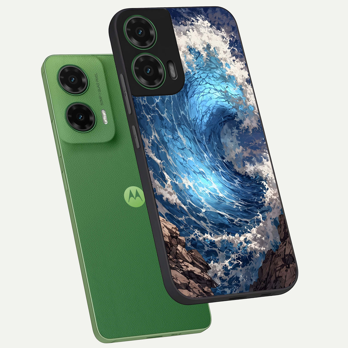  Giant Ocean Wave phone case For Moto G35 showing premium glass back cover with detailed artwork