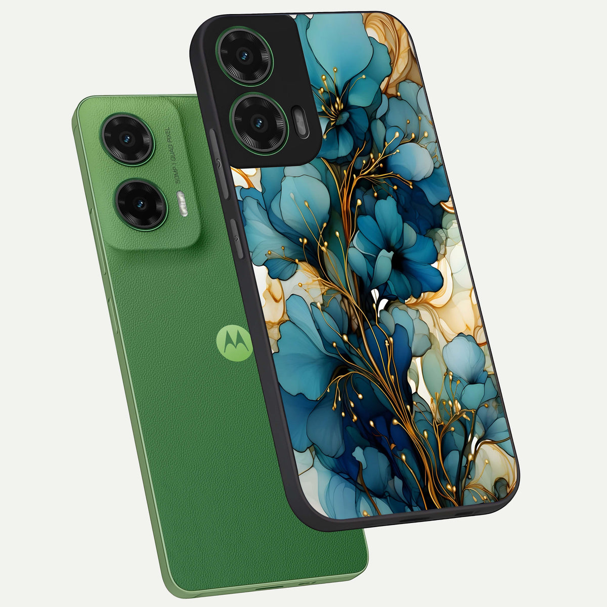  Golden Bloom Symphony phone case For Moto G35 showing premium glass back cover with detailed artwork