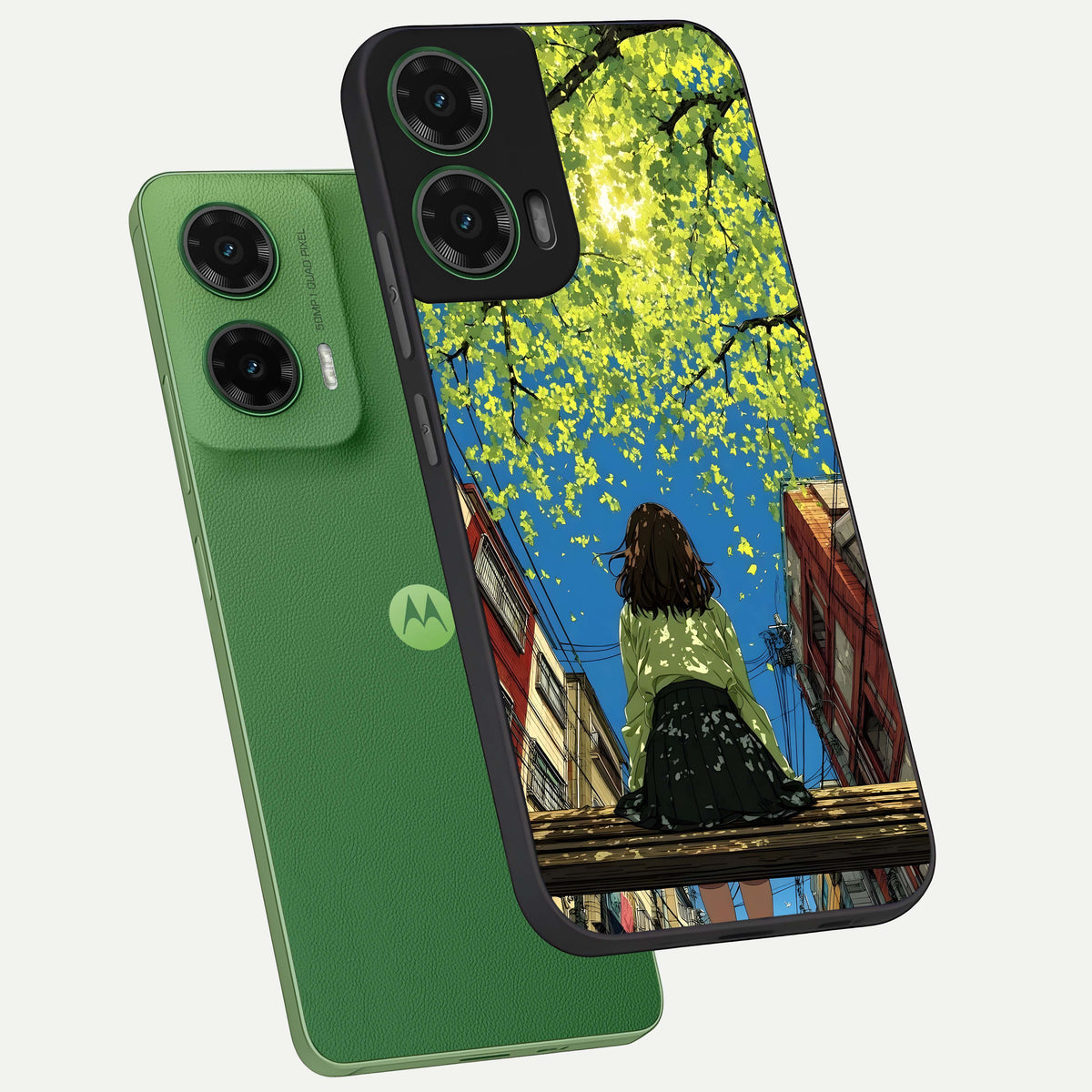  Golden Leaves Glow phone case For Moto G35 showing premium glass back cover with detailed artwork