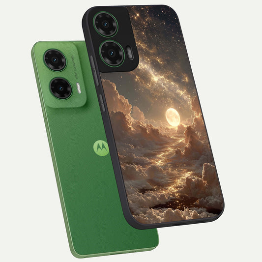  Golden Sky Dream phone case For Moto G35 showing premium glass back cover with detailed artwork