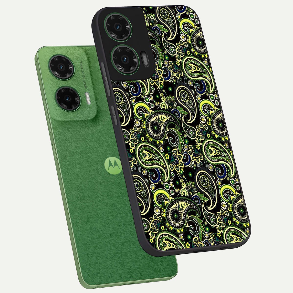  Green Lemon phone case For Moto G35 showing premium glass back cover with detailed artwork
