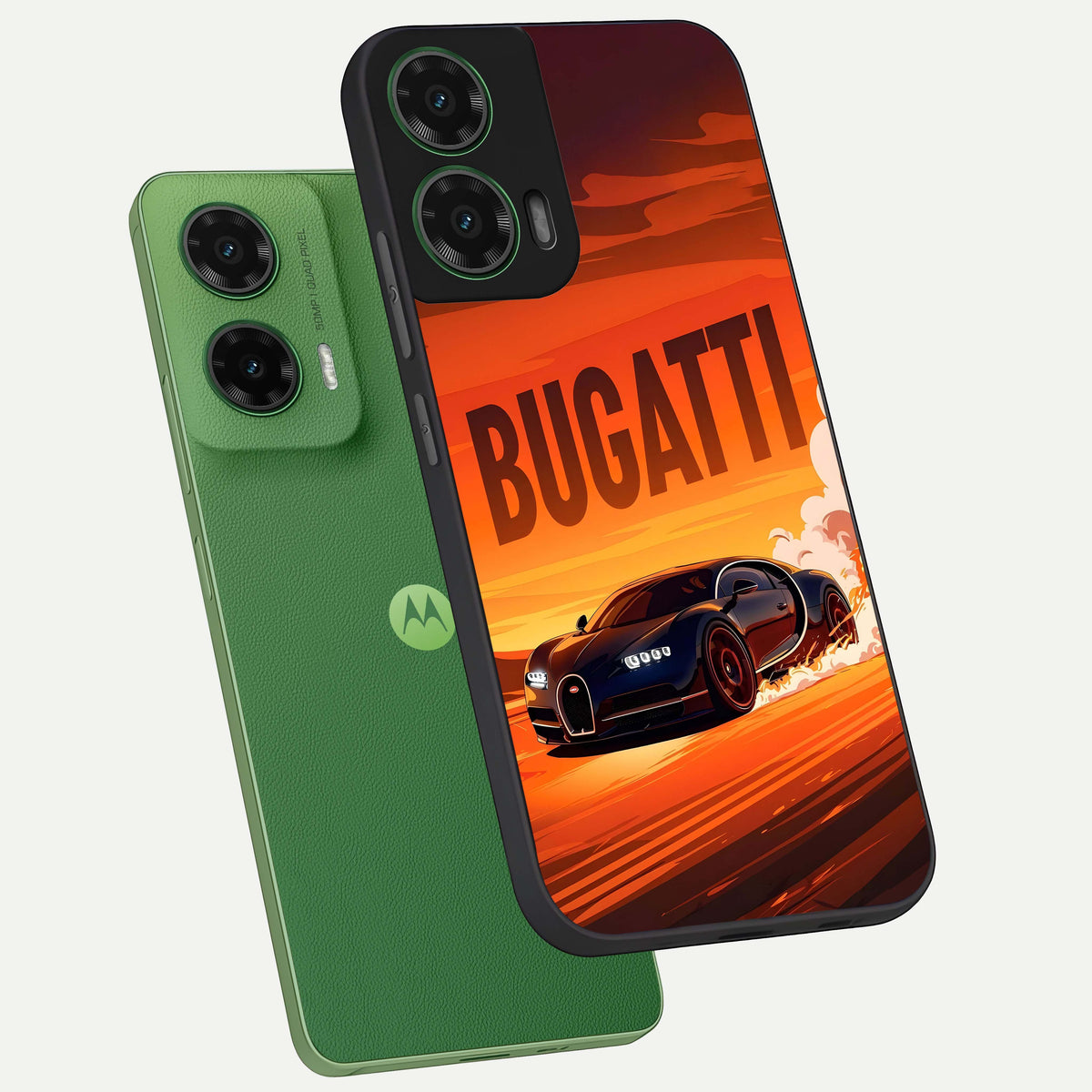  Inferno Bugatti Storm phone case For Moto G35 showing premium glass back cover with detailed artwork