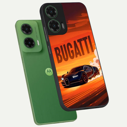  Inferno Bugatti Storm phone case For Moto G35 showing premium glass back cover with detailed artwork