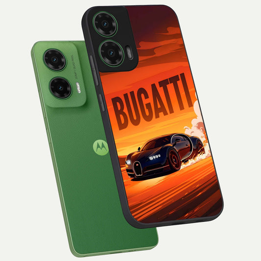  Inferno Bugatti Storm phone case For Moto G35 showing premium glass back cover with detailed artwork
