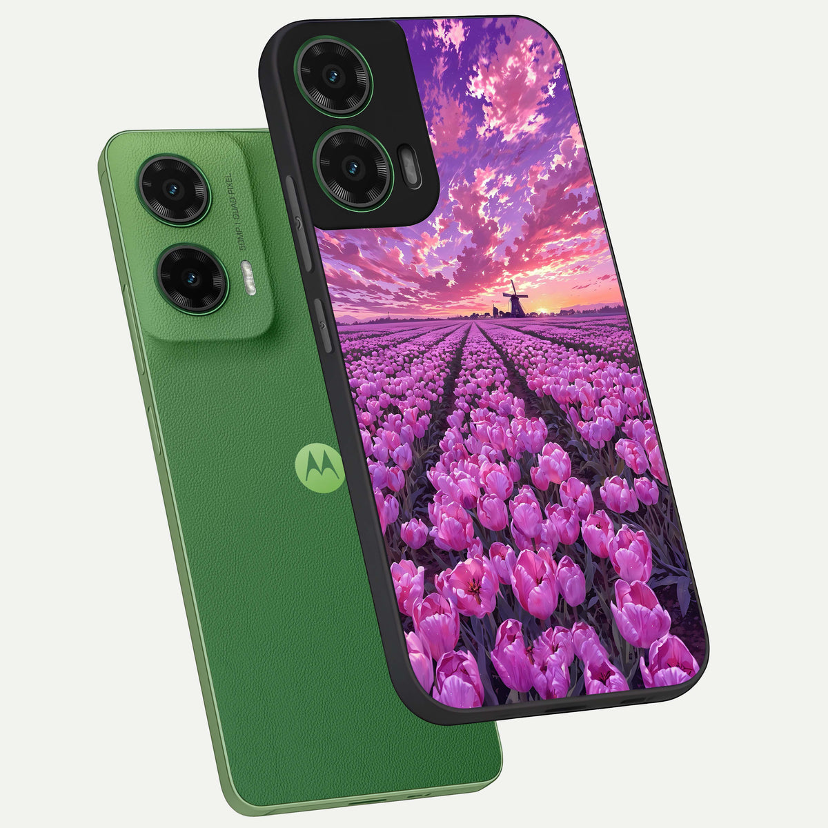  Lavender Dream Skies phone case For Moto G35 showing premium glass back cover with detailed artwork