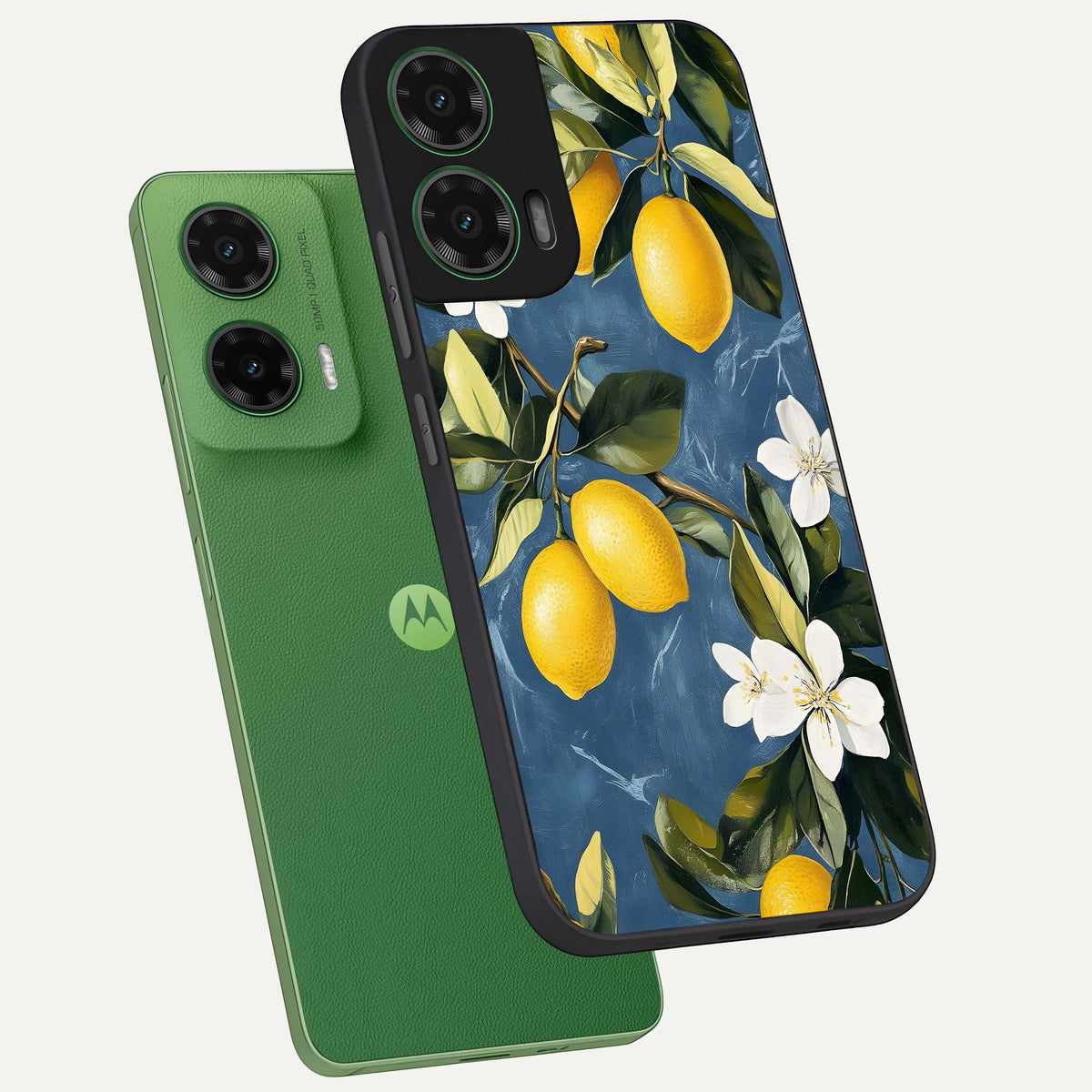  Lemon Dream Garden phone case For Moto G35 showing premium glass back cover with detailed artwork