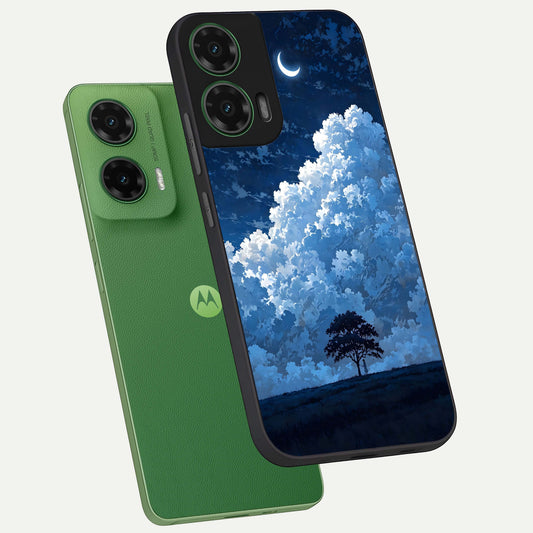  Midnight Sky Serenity phone case For Moto G35 showing premium glass back cover with detailed artwork