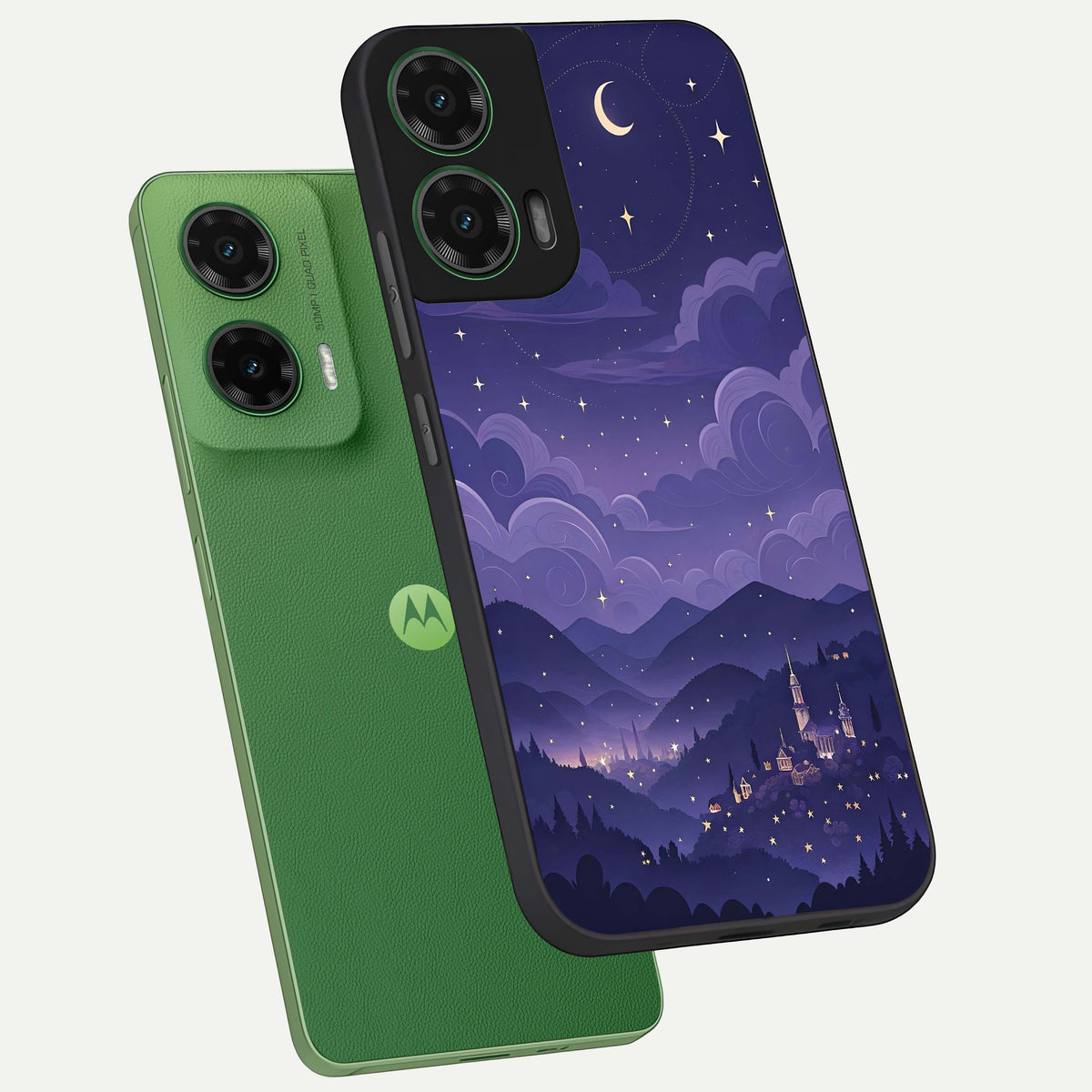  Minimal Night View phone case For Moto G35 showing premium glass back cover with detailed artwork