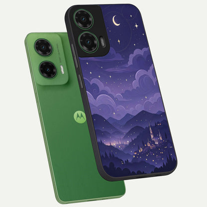  Minimal Night View phone case For Moto G35 showing premium glass back cover with detailed artwork