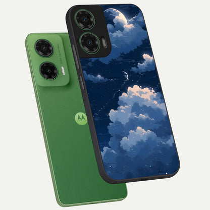  Moon Dream Haze phone case For Moto G35 showing premium glass back cover with detailed artwork