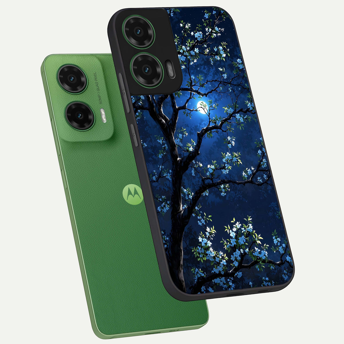  Mystic Floral Night phone case For Moto G35 showing premium glass back cover with detailed artwork