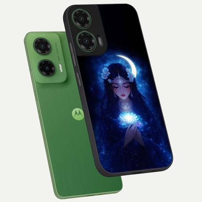  Mystic Moon Queen phone case For Moto G35 showing premium glass back cover with detailed artwork