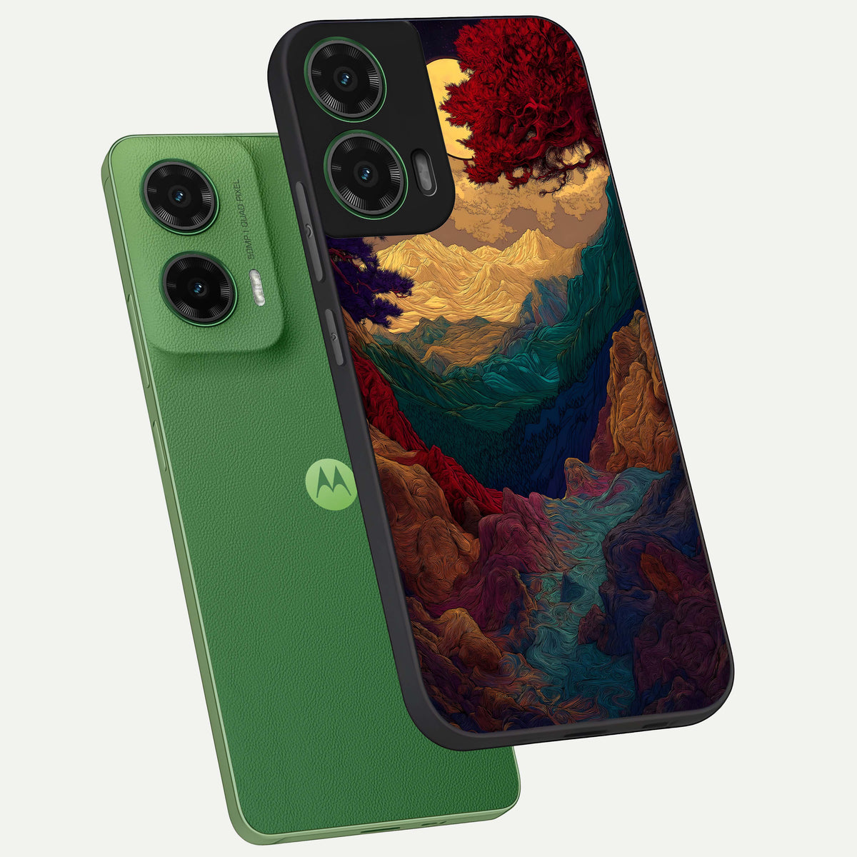  Mystic Valley Light phone case For Moto G35 showing premium glass back cover with detailed artwork