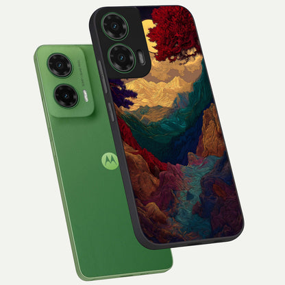  Mystic Valley Light phone case For Moto G35 showing premium glass back cover with detailed artwork