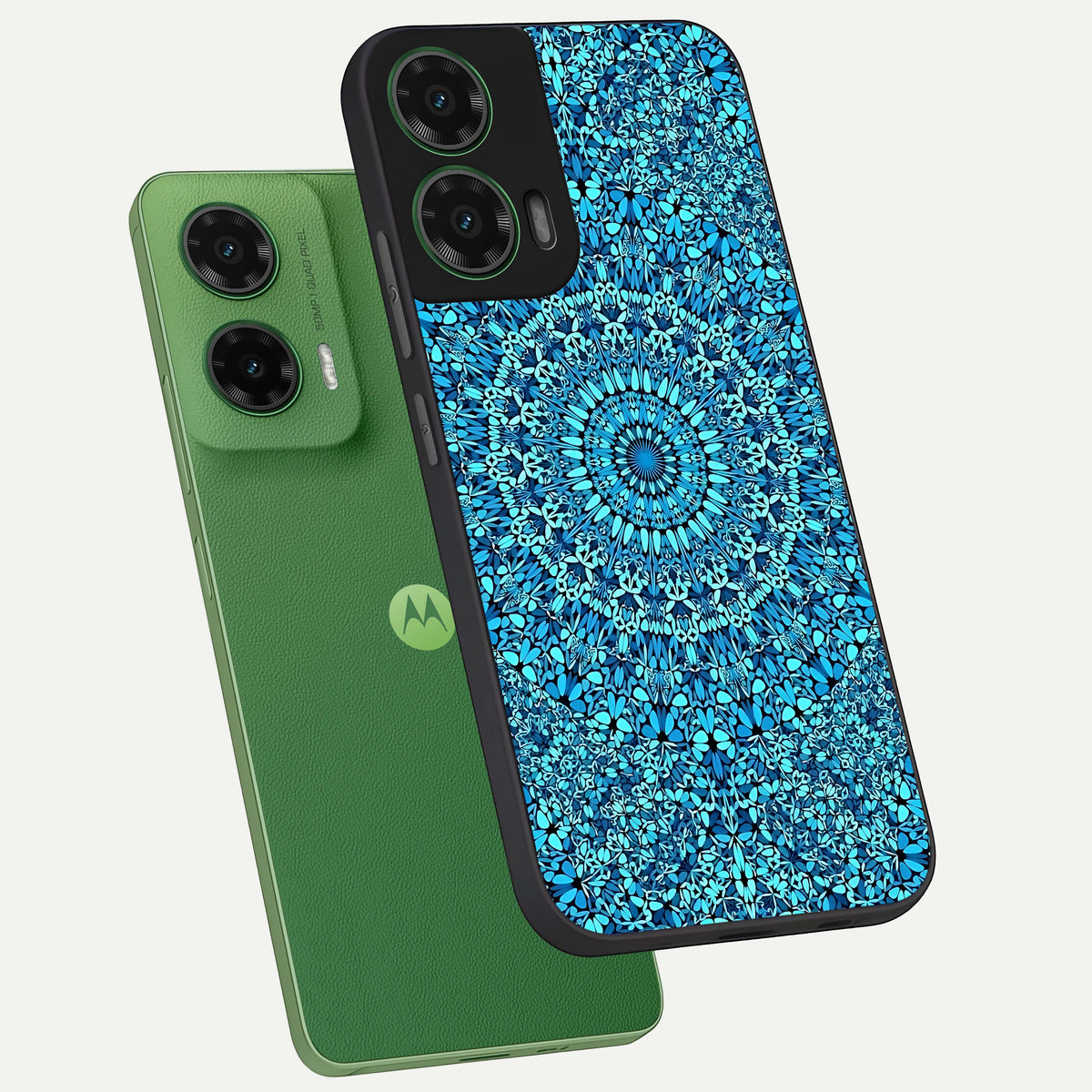  Ocean Bloom Mandala phone case For Moto G35 showing premium glass back cover with detailed artwork