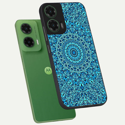  Ocean Bloom Mandala phone case For Moto G35 showing premium glass back cover with detailed artwork