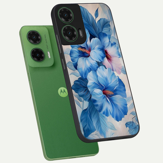  Ocean Hibiscus Grace phone case For Moto G35 showing premium glass back cover with detailed artwork